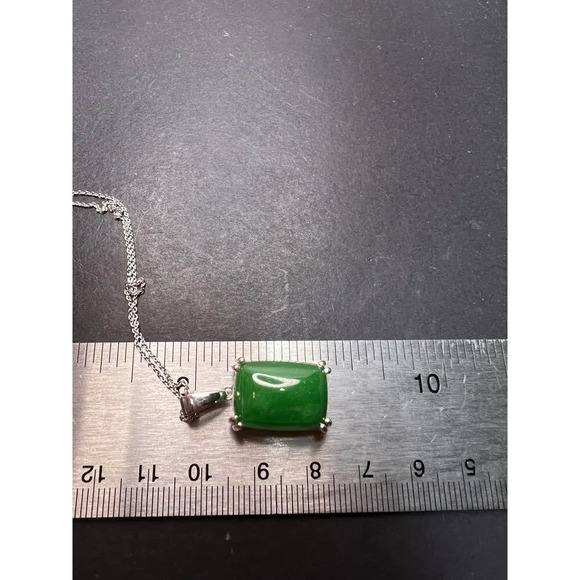 Jade pendant and chain necklace in platinum over sterling silver - Picture 11 of 11